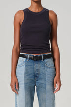 Isabel Rib Tank in Charcoal