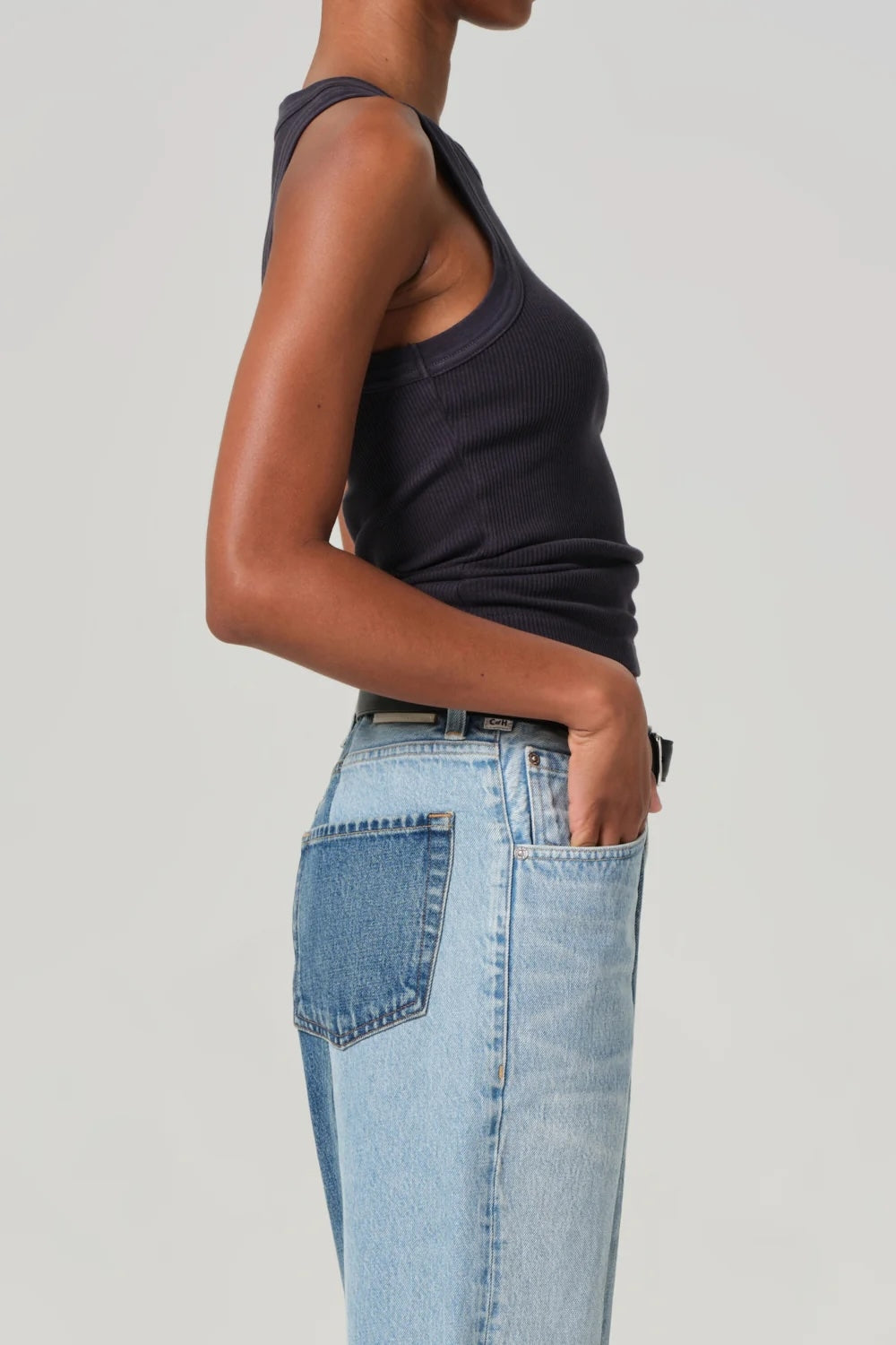 Isabel Rib Tank in Charcoal