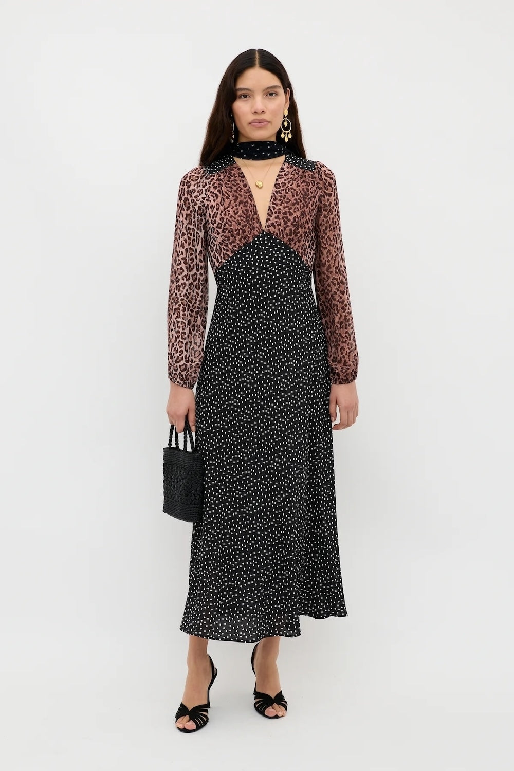 Kaila Silk Dress in Leopard Spot Brown