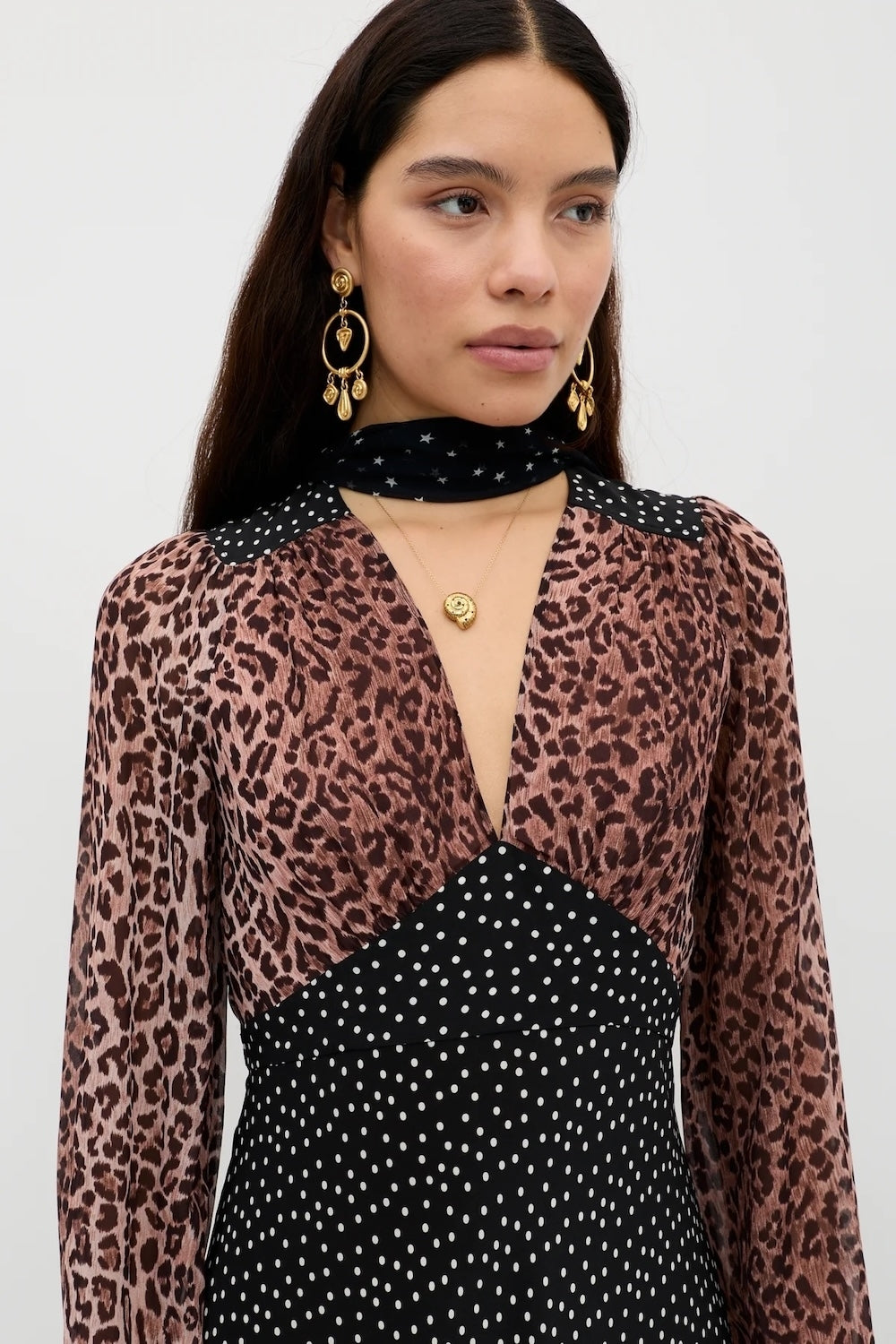 Kaila Silk Dress in Leopard Spot Brown