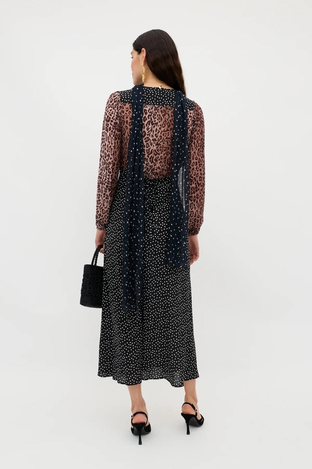 Kaila Silk Dress in Leopard Spot Brown