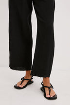 Leon Crop Trousers in Black Gauze