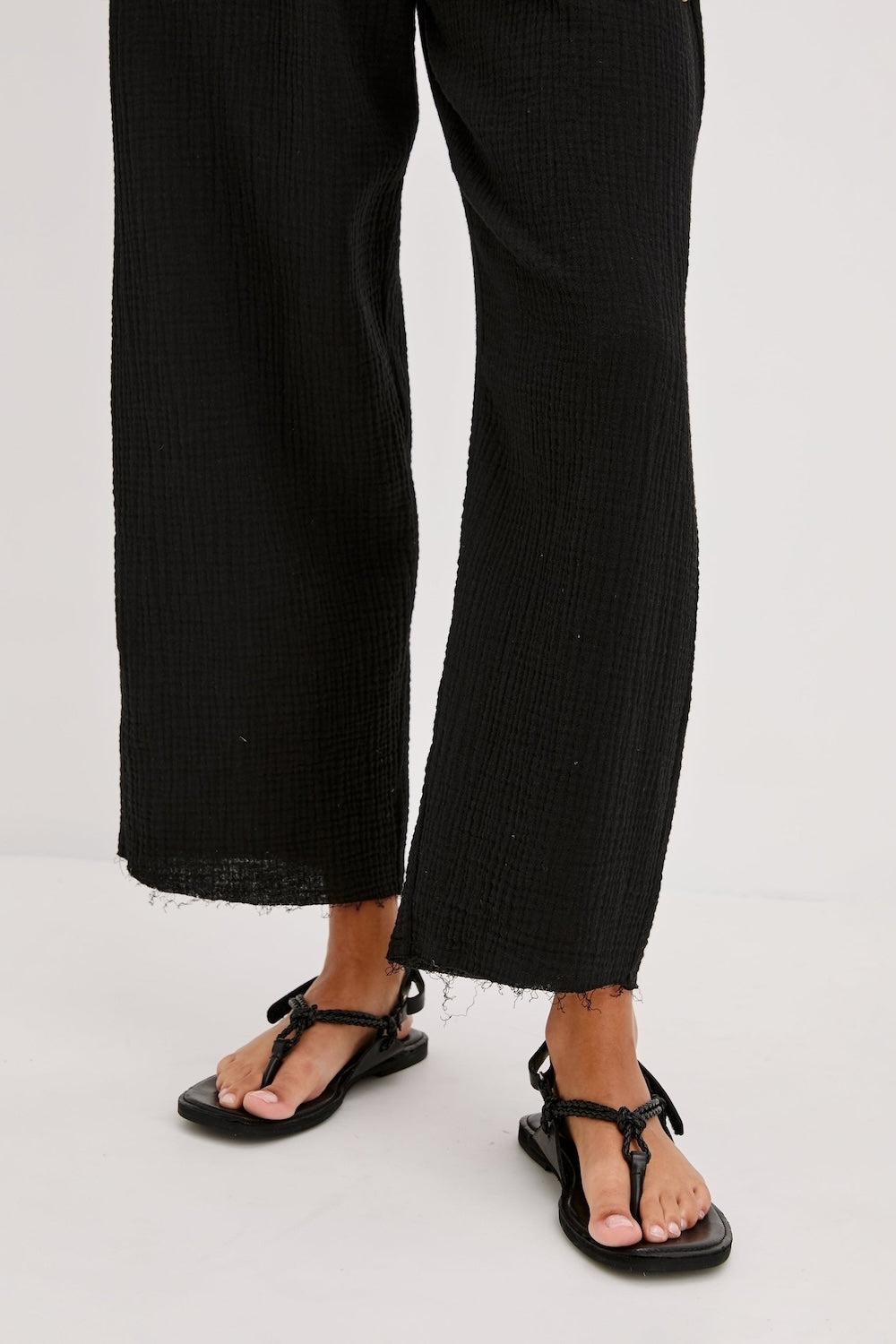 Leon Crop Trousers in Black Gauze