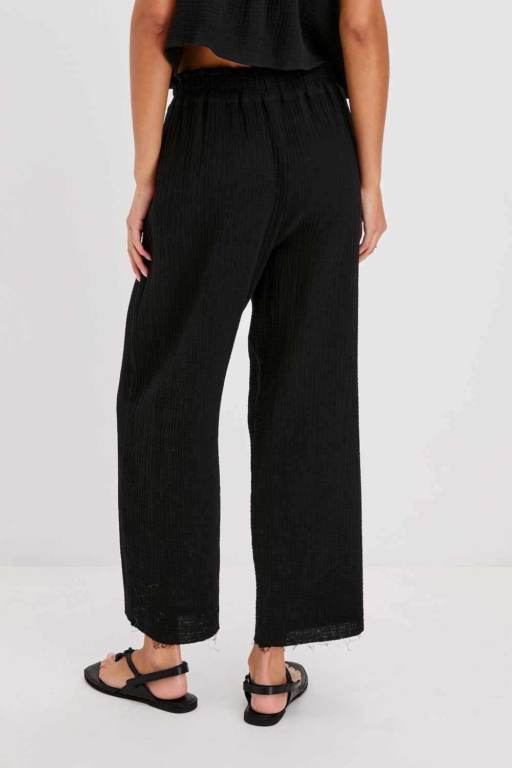 Leon Crop Trousers in Black Gauze