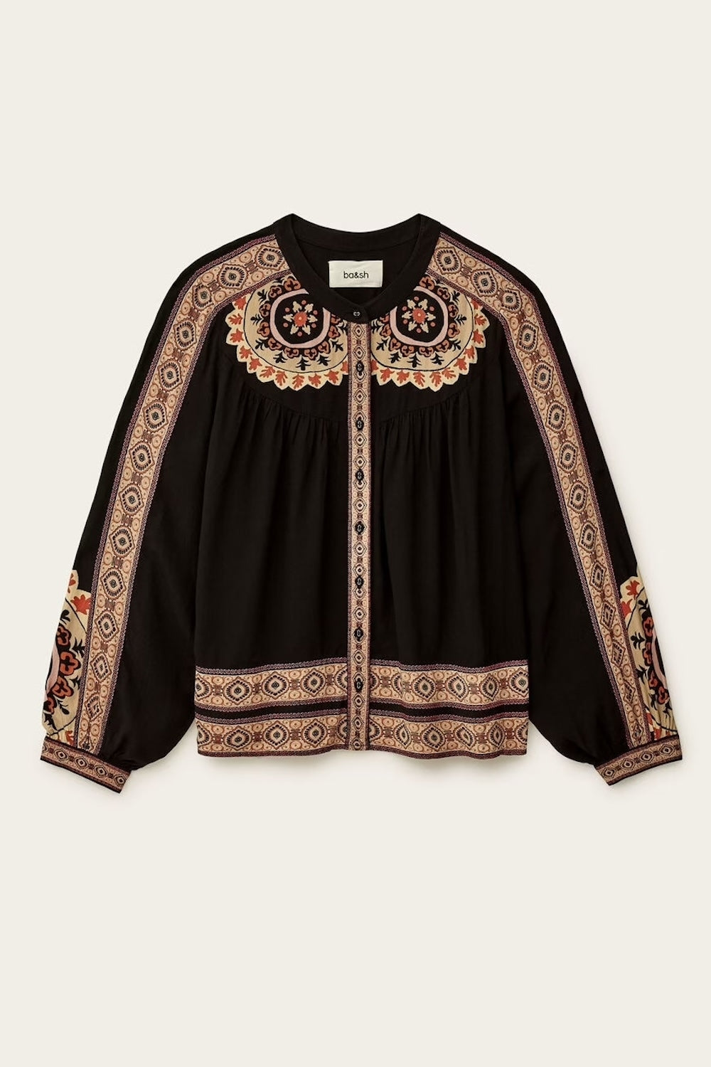 Valda Loose Patterned Shirt in Carbone