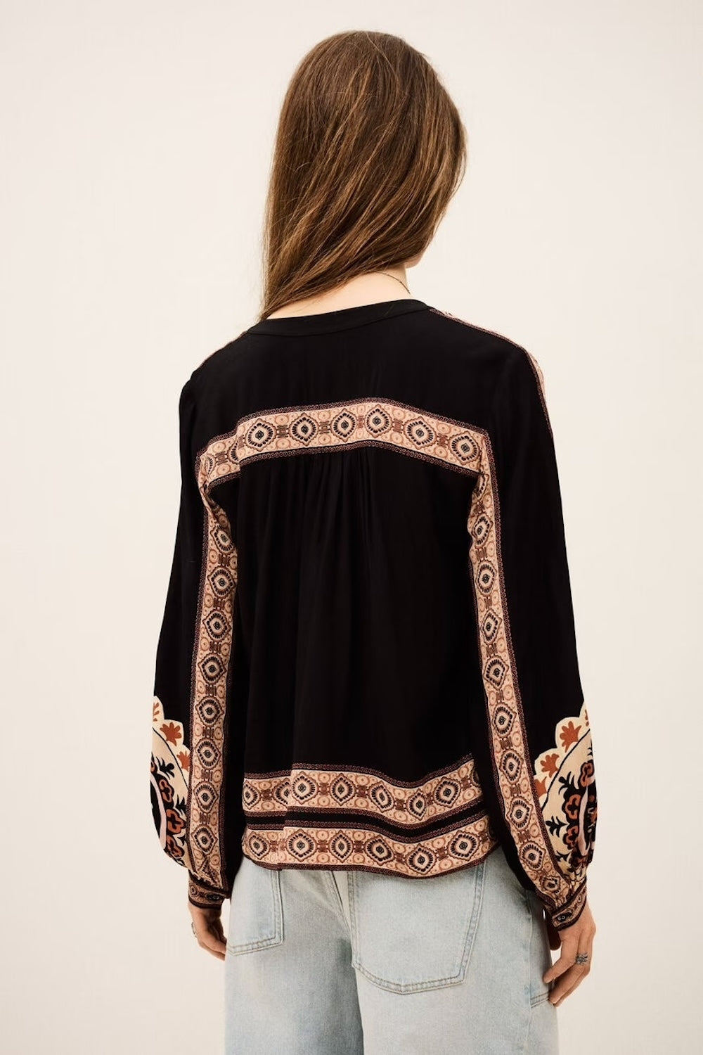 Valda Loose Patterned Shirt in Carbone