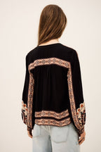 Valda Loose Patterned Shirt in Carbone