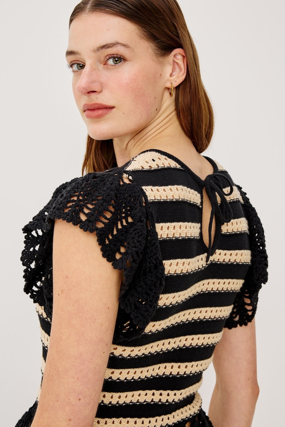 Coen Top in Black Oat Stripe