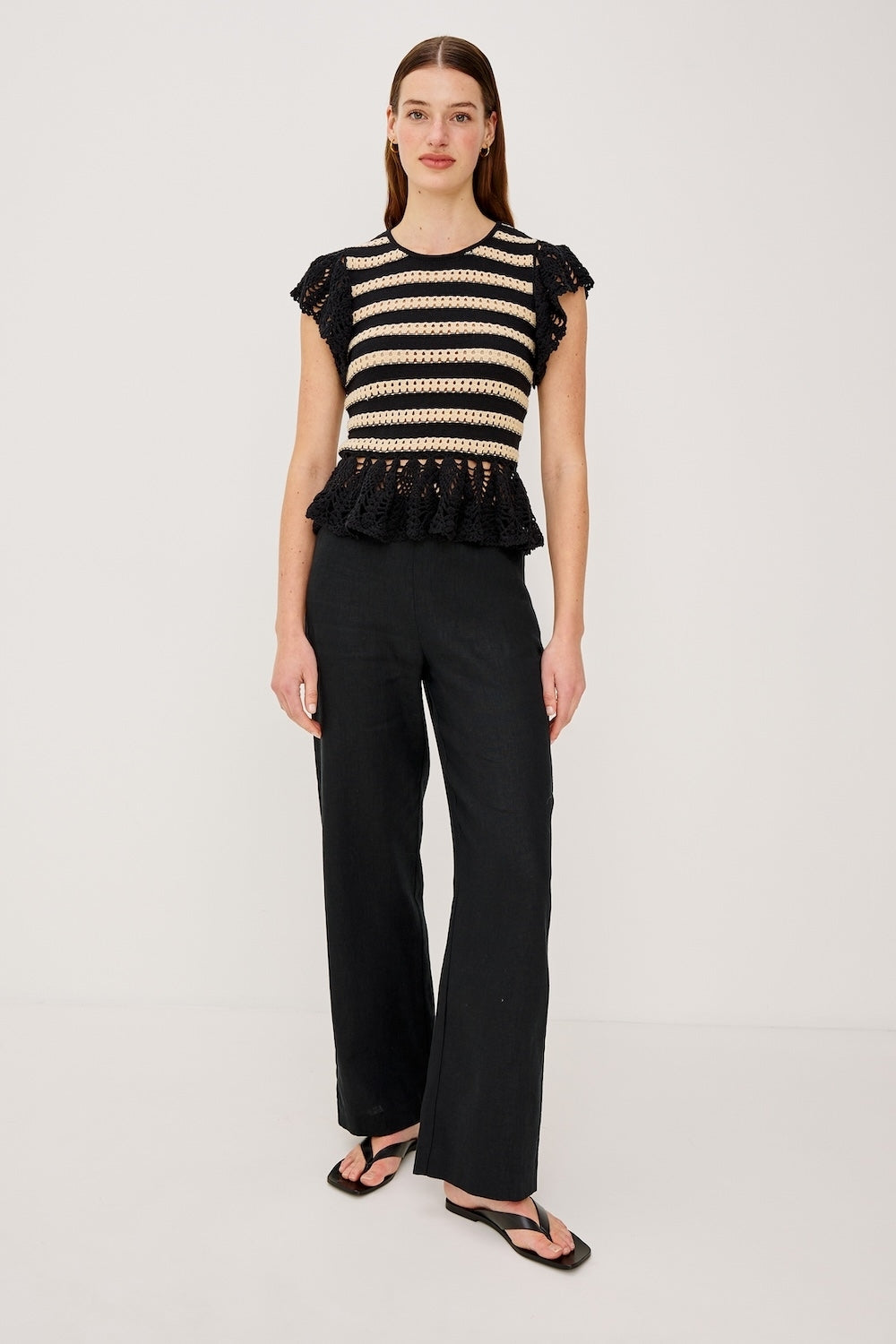 Coen Top in Black Oat Stripe