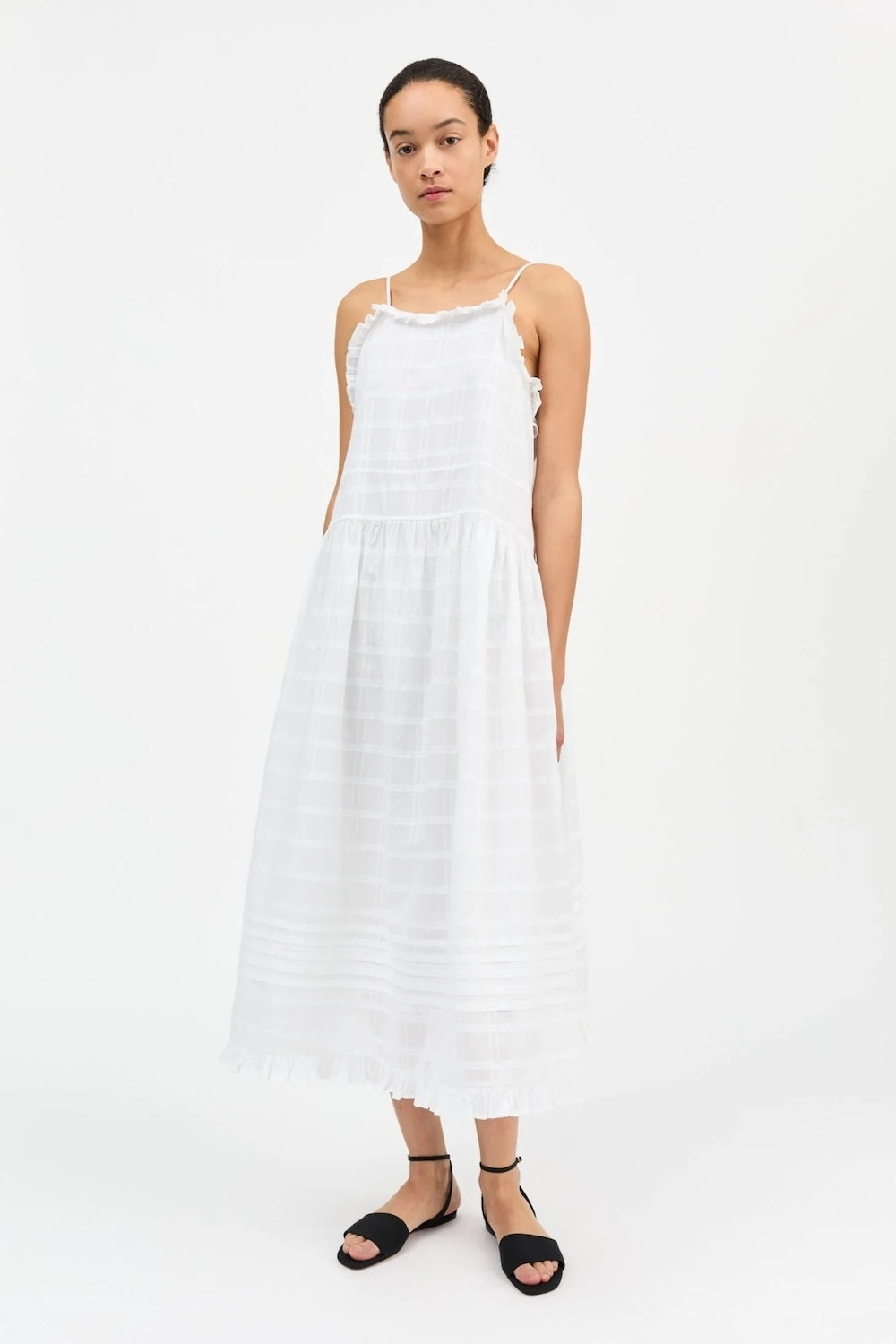 Fiore Strap Dress In Optic White