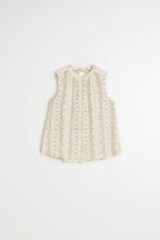 Sleeveless Shirt in Ecru Pattern