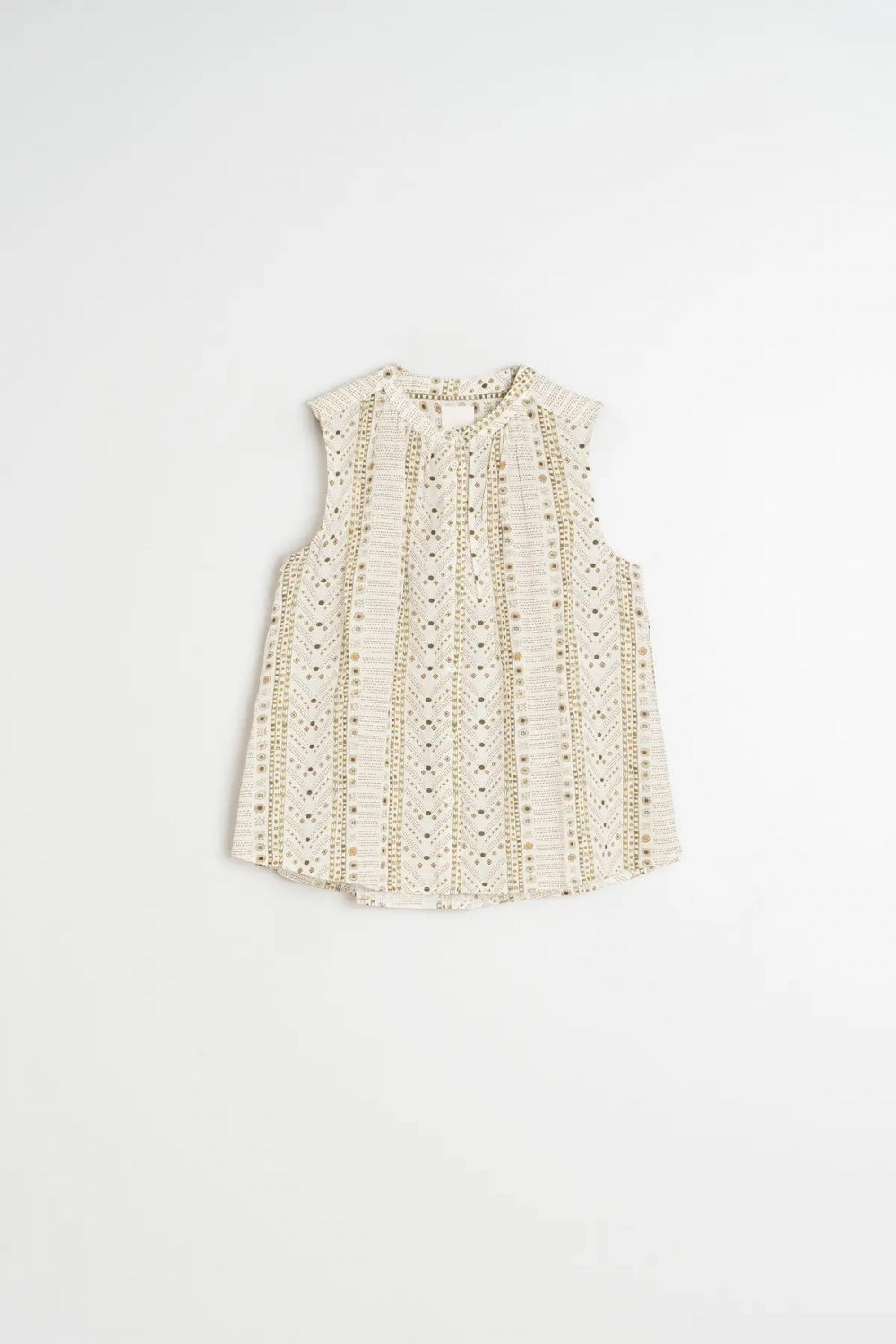 Sleeveless Shirt in Ecru Pattern