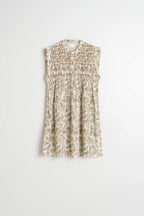 Sleeveless Dress in Khaki Paisley