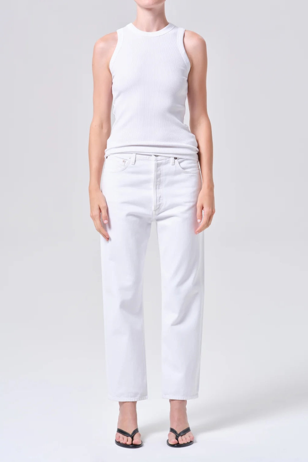 90s Crop Mid Rise Loose Straight Jean in Marshmallow