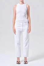 90s Crop Mid Rise Loose Straight Jean in Marshmallow