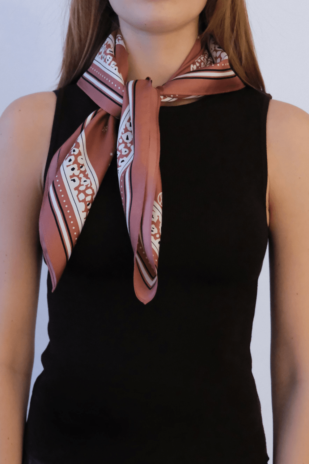 Gemini Silk Scarf in Terracota 65cm