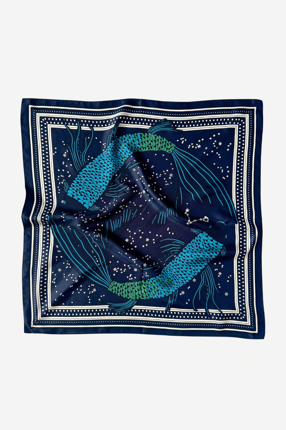 Pisces Silk Scarf in Navy 65cm