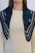 Pisces Silk Scarf in Navy 65cm