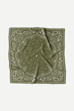 Silk Paisley Scarf in Olive 65cm