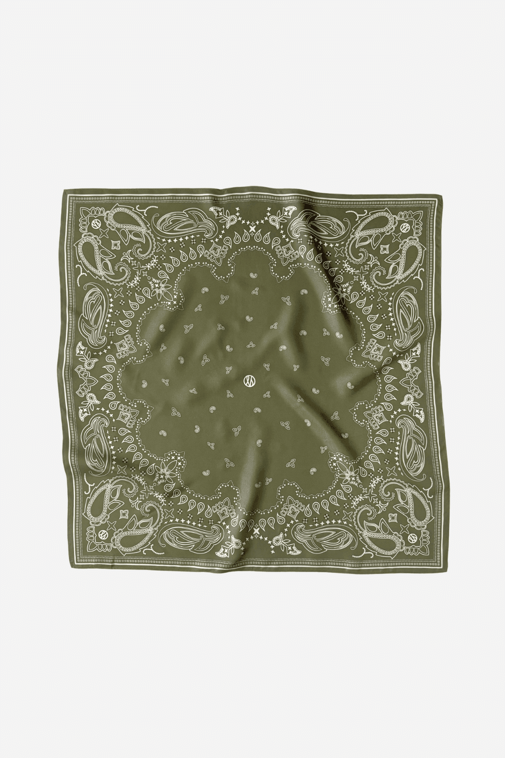 Silk Paisley Scarf in Olive 65cm