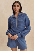Morwenna Half Zip Knit in Bijou Blue