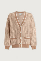 Tarran Stitch Knit Cardigan in Light Taupe