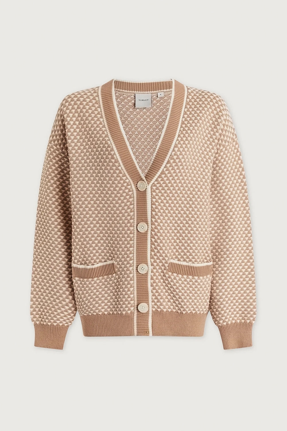 Tarran Stitch Knit Cardigan in Light Taupe