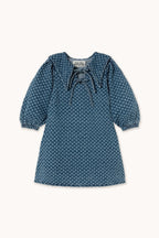 Puff Sleeves Denim Dress in Light Navy