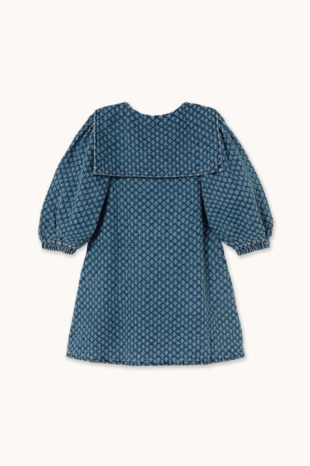 Puff Sleeves Denim Dress in Light Navy