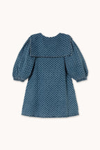 Puff Sleeves Denim Dress in Light Navy