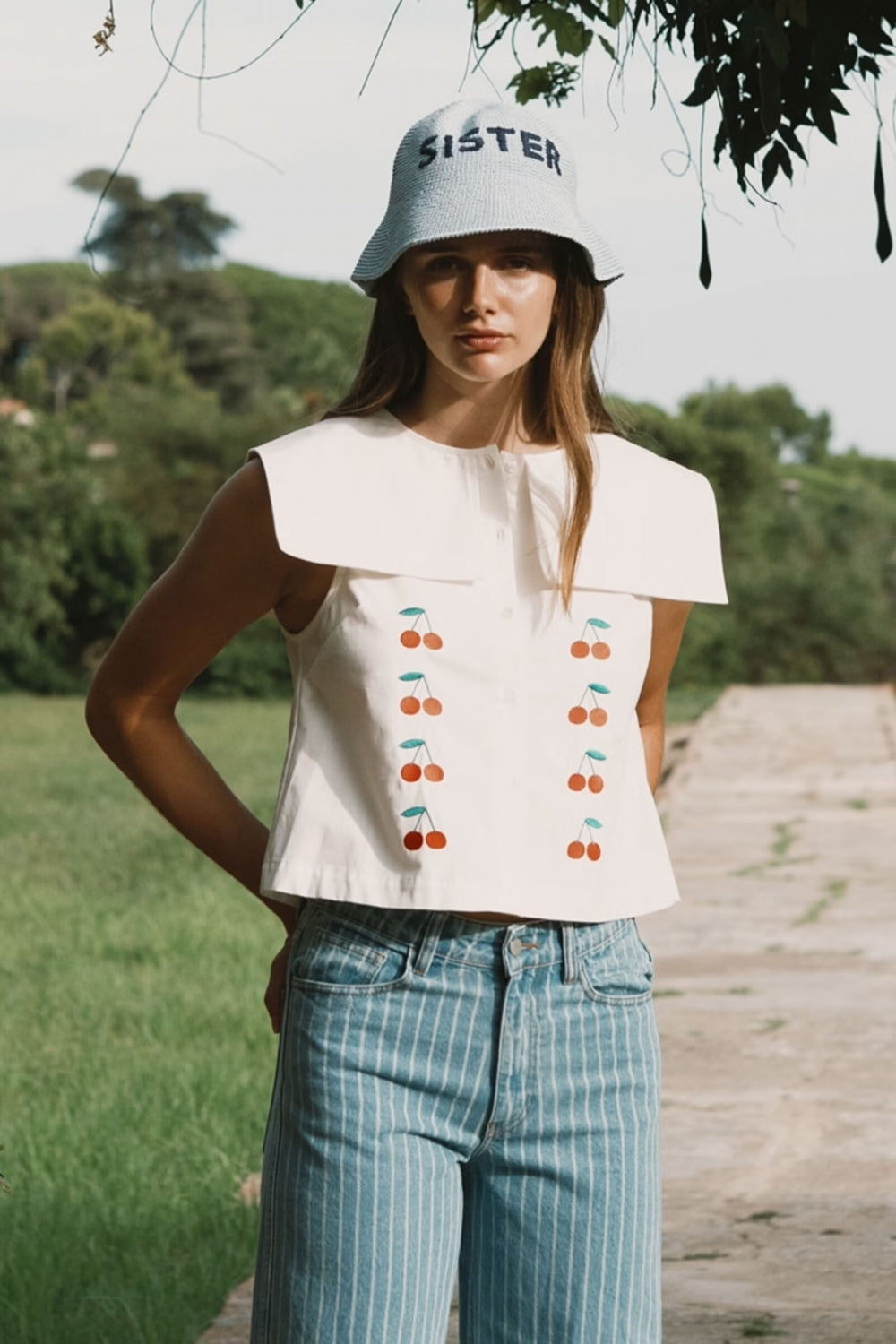 Cherries Top in Off-White