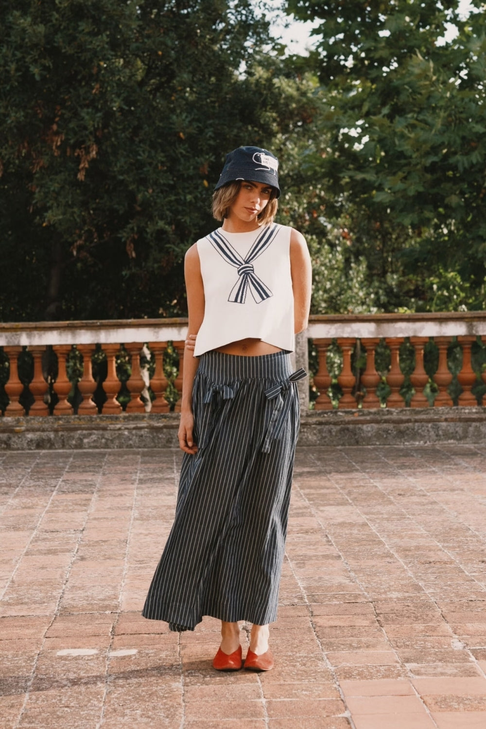 Striped Skirt in Light Navy