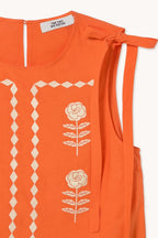 Embroidered Top in Summer Red