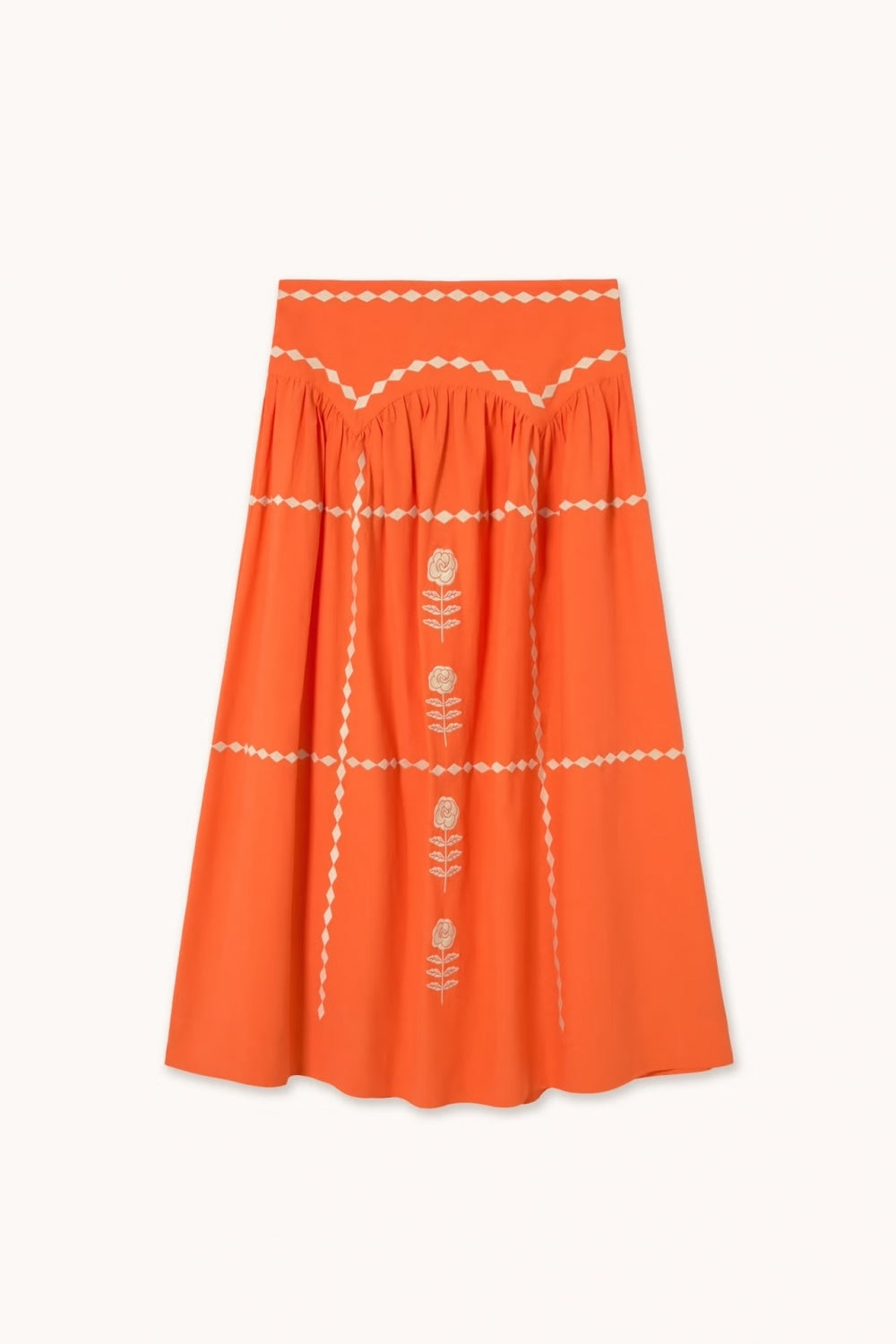 Embroidered Skirt in Summer Red