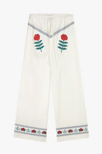 Embroidered Pants in Off-White