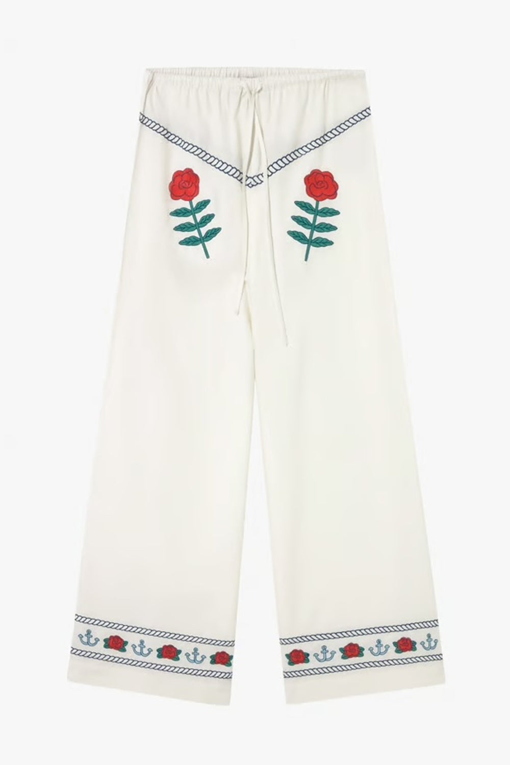 Embroidered Pants in Off-White