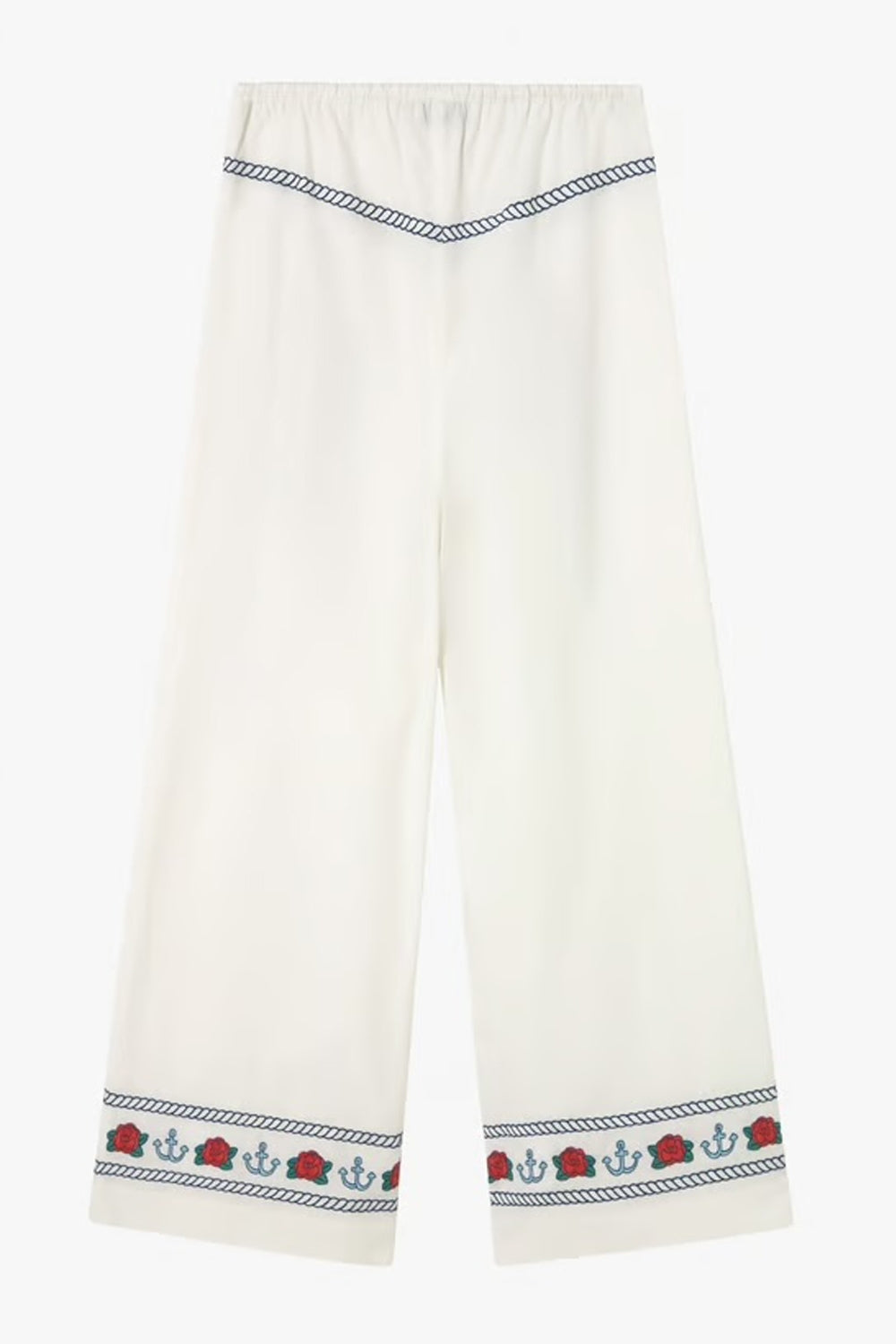 Embroidered Pants in Off-White