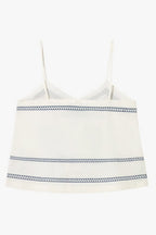 Embroidered Straps Top in Off White
