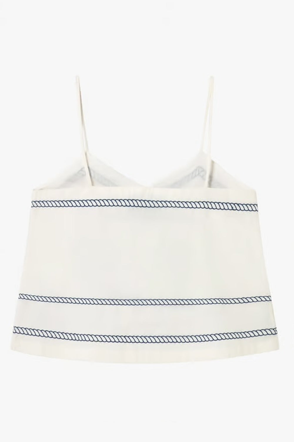 Embroidered Straps Top in Off White