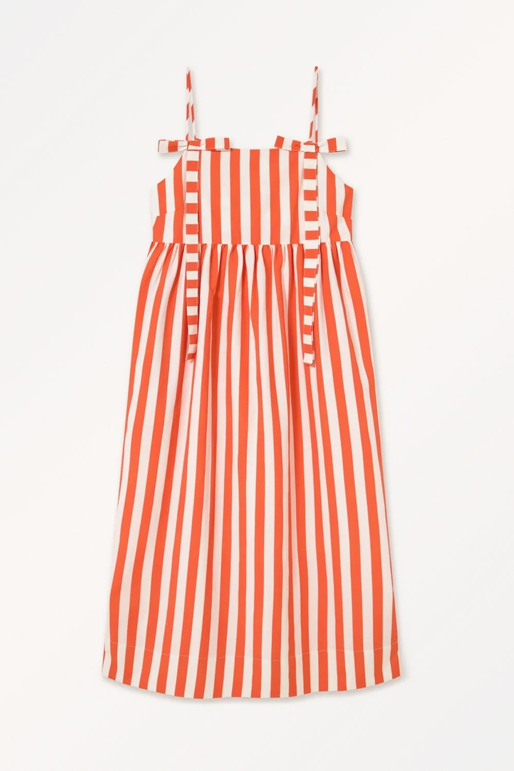 Striped Bows Dress in Summer Red