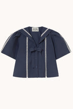 Sailor Neck Blouse in Navy