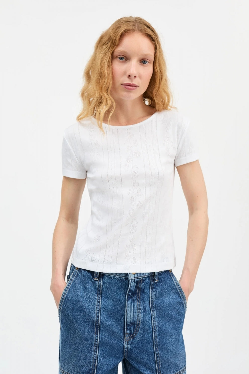 Anna Cap Sleeve Tee in Optic White