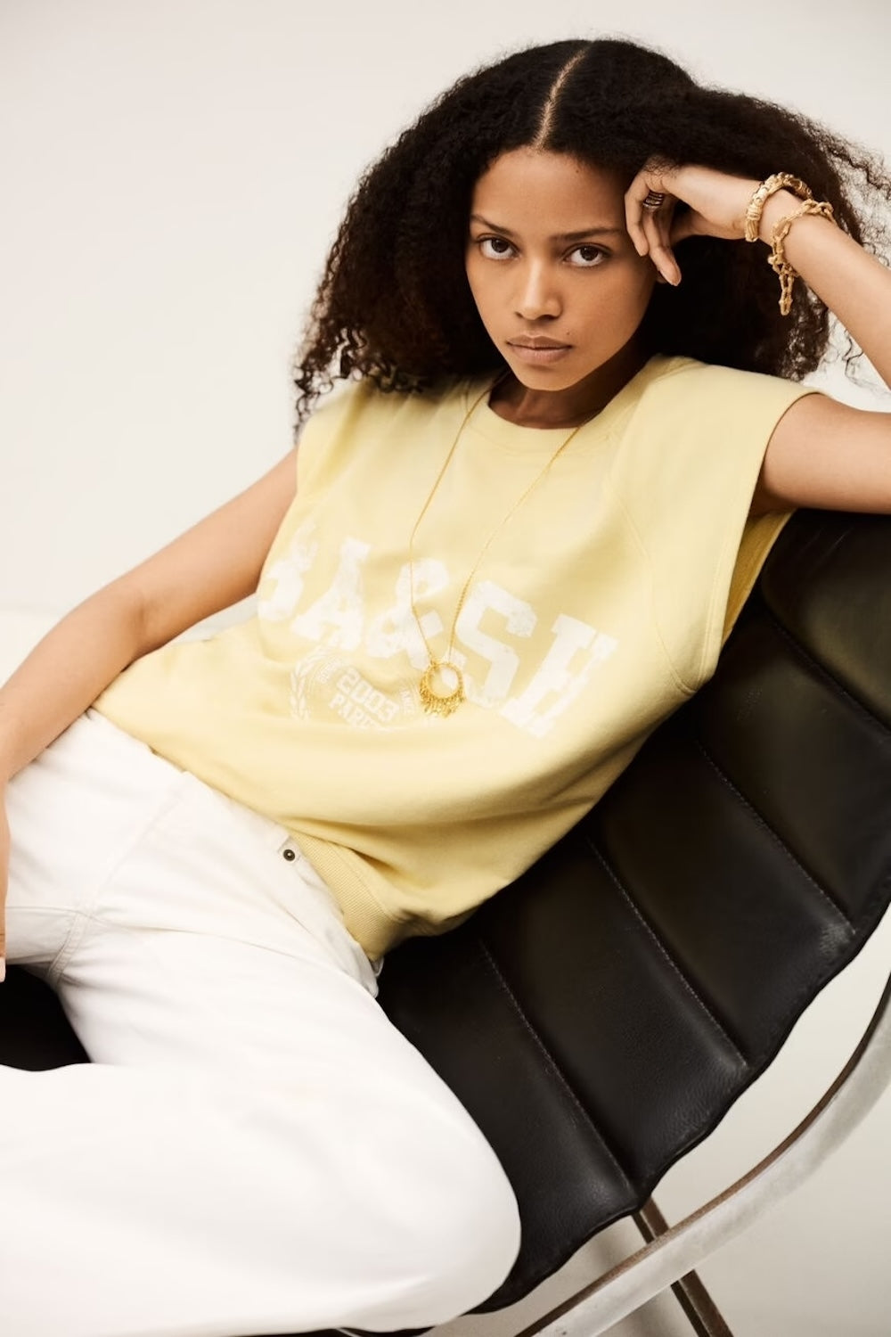 Beata Short Sleeve Sweat in Jaune