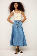Lonia Mid Length Skirt in Light Used Blue