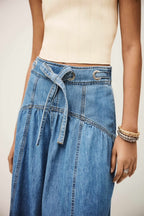 Lonia Mid Length Skirt in Light Used Blue