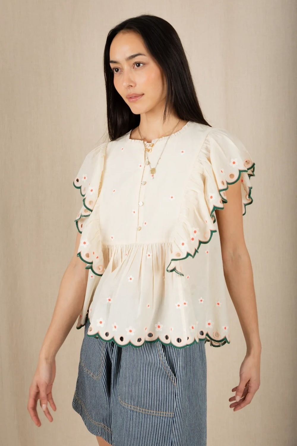 Darcy Top in Ecru Multi