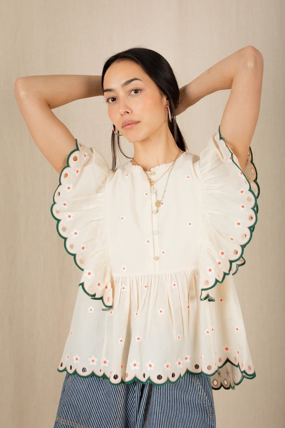 Darcy Top in Ecru Multi