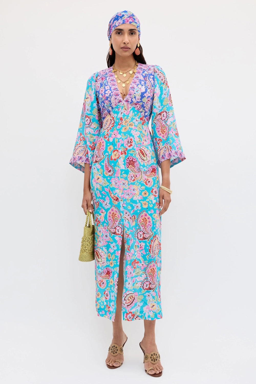 Dahlia Dress in Cara Mix Blue