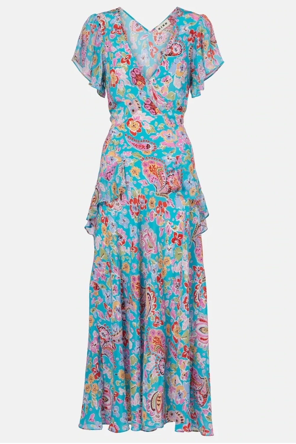 Evie Dress in Cara Floral Turquoise