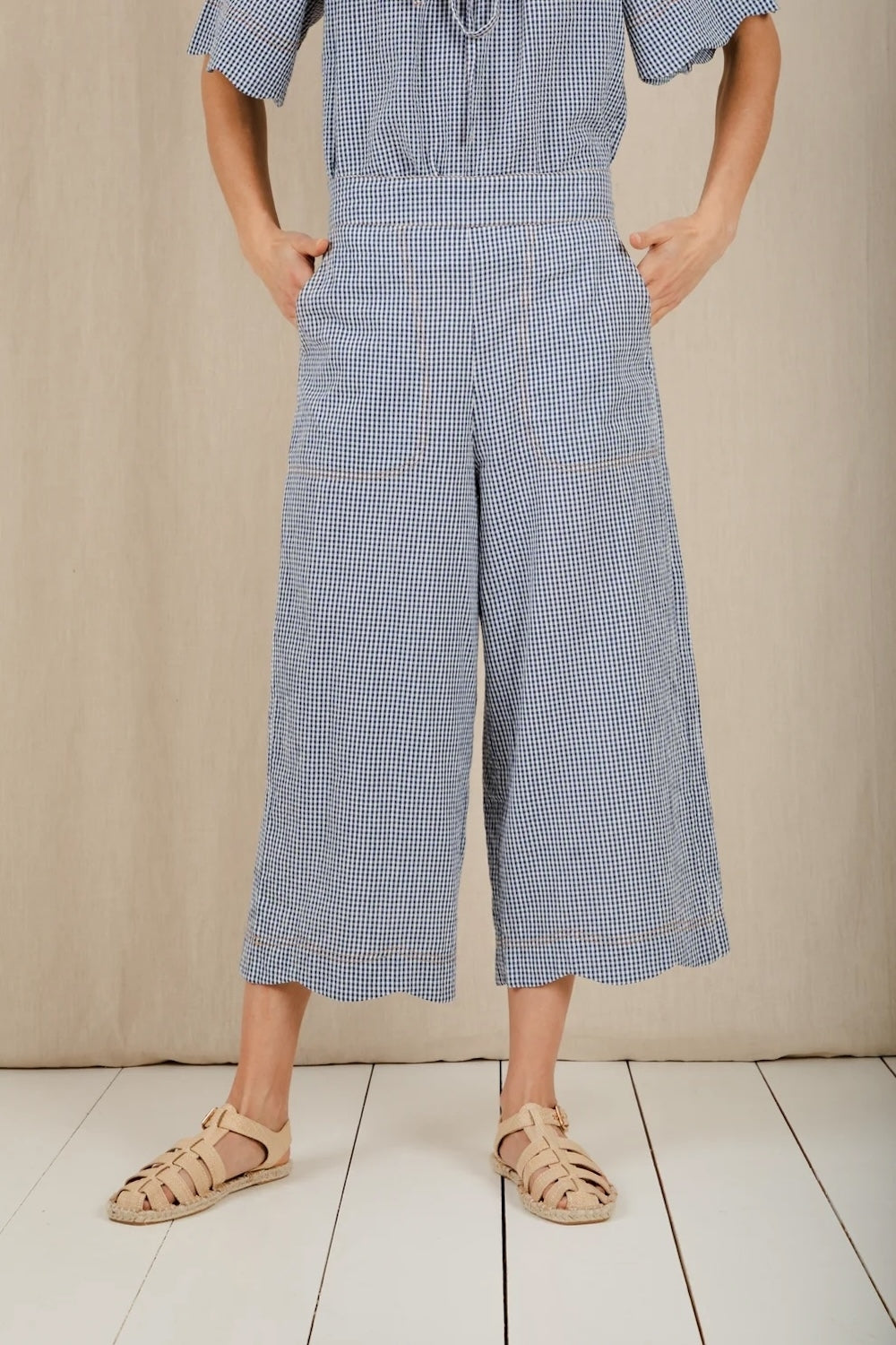 Aide Trouser in Navy Gingham
